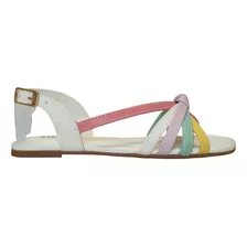 1151054 Sandália Bibi Flat Kids Sintético Branco Rainbow