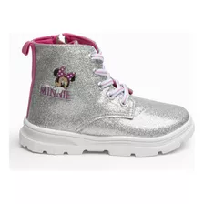 Botin Niña Brillos Minnie Plateado Disney