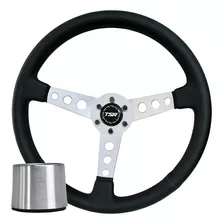 Volante Esportivo Tsr 380mm Couro Preto + Cubo Fiorino