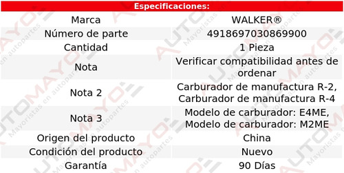 Un Desac Ahogador Carburador Walker Caballero 3.8l V6 79-84 Foto 4