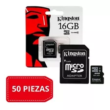 Paquete De 50 Memorias Kingston Micro Sd 16gb + Adaptador