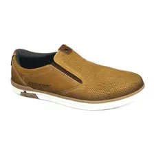 Calzado Zapato Casual Pegada Cuero Sin Cordones Hombre Beige