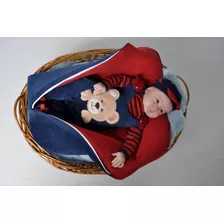 Kit Saída Maternidade Menino Inverno Plush Vermelho E Azul