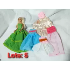 Vestido Muñeca Barbie Princesa O Similar Lote De 5 Vestidos