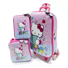 Kit Mochila Maleta Con Ruedas Escolar Escaladora Hello Kitty