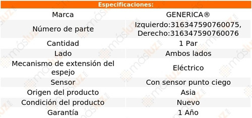 2- Espejos Elect C/sens Pto Ciego Edge 2019/2021 Genrica Foto 2