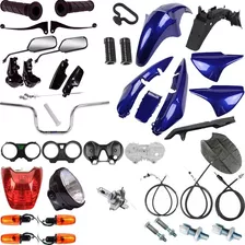 Kit Carenagem + Kit Farol Pisca Cg 150 Titan 2008 Azul