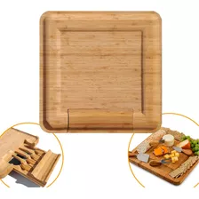 Kit Para Queijo Com Tábua De Madeira E 4 Talheres - Cozinha