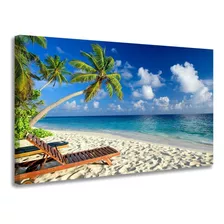 Quadro Decorativo Grande Para Sala Praia Mar Azul Paisagem