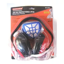 Set Protector Oídos Tipo Fono, Mascara Y Lentes Antiparra