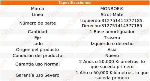 (1) Base Amortiguador Tra Strut-mate Der O Izq Ls Saturn 00 Foto 2