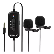 Microfone De Lapela Duplo Profissional Mamen Km-d2 Pro Bater