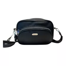 Bandolera Cartera Negra Citadina Clasica Doble Cierre Moda 