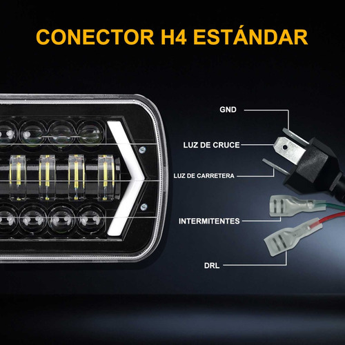 Par Faros Rectngular Led 5x7/6x7 7 Pulgadas Con Hi/lo Drl Foto 10