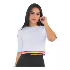 Blusa Casaco Branca Com Detalhe Barra Eslastico Colorfull