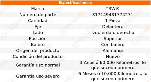 (1) Base Amortiguador Del Izq/der Sup Intrigue 98/02 Trw Foto 2