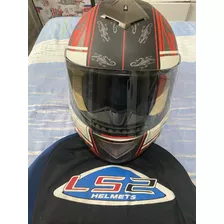 Oferta! Capacete Fechado Ls2 Lagarto - Branco E Vermelho