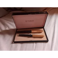 Par De Lapiceras Parker Oro 