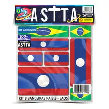 Kit 8 Adesivos Envernizado Laos Bandeiras