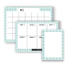 Combo 2 Planners Borrables + Pizarra Imantados Cuad Celeste