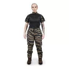 Uniforme Tático Feminino Artemis Camisa E Calça Tiger Jungle