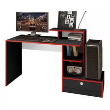 Mesa Gamer Power 1 Gaveta Preto/vermelho Gm8000 