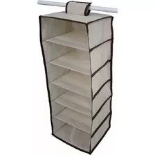 Organizador Vertical Para Cabideiro 30x92x28cm 6 Nichos Cor Bege