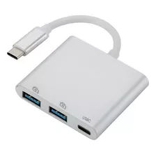 Adaptador Tipo C 3 Em 1 Para Usb Notebook Macbook Celular Cor Branco