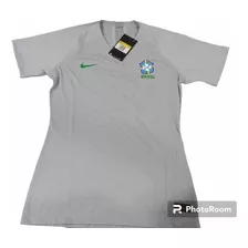 Camisa Nike Feminina Brasil Cinza Seleção Brasileira Pequena