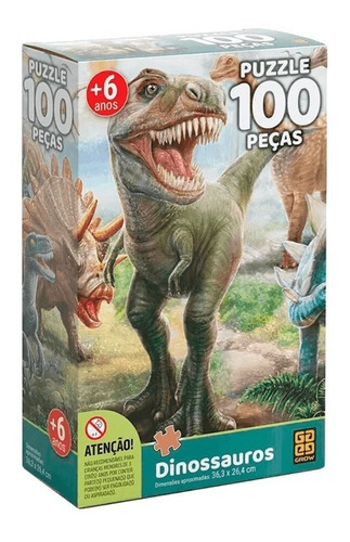 Quebra-cabeça Grow Dinossauros Nova Edição 2660 De 100 Peças