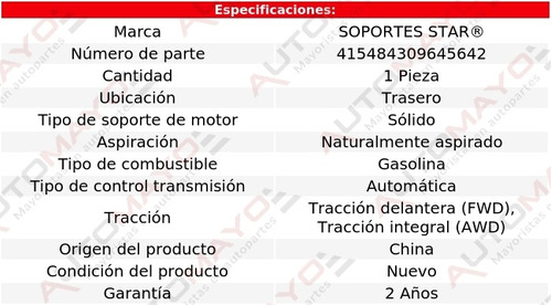 Soporte Tacn De Motor Tras Subaru Svx 6 Cil 3.3l 92-97 Foto 2