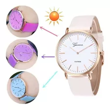 5 Reloj Geneva Camaleon Mayoreo Mujer Piel Vinil Moda Dama