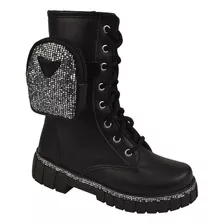 Bota Glitter Brilho Infantil Feminina Coturno Menina Nilqi