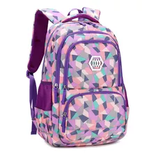 Bansusu Geometric-print Purple-mochila Para Niñas Mochilas D