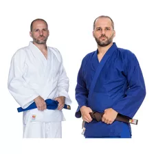 Kit 2 Kimonos Judo Trançado Bronze Adulto Branco E Azul