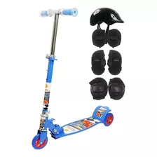 Patinete Infantil 3 Rodas Meninos + Kit Proteção - Dm Toys