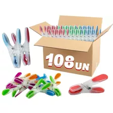 Kit 108 Pçs Prendedor Roupa Plástico Emborrachado Colorido