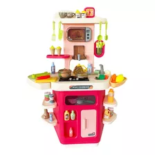 Cozinha Infantil Com Som Vapor Microondas Luz Bebedouro 88cm Cor Rosa