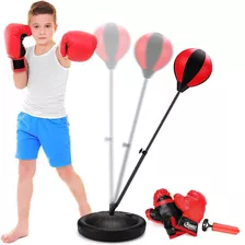 Set De Boxeo Puching Ball Niños Altura Ajustable 