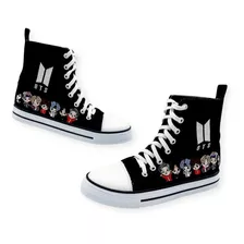 Tenis Tipo Bota Bordados De Bts Cantante, Chicos Y Grandes.