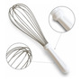 Fuê Fouet Batedor De Ovos Profissional 30cm Inox Cabo Branco Branco