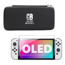 Capa Case Armazenador Console Switch Oled + Película Vidro