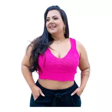 Cropped Top Blusa Feminina Tricot Modal Escama Verão Regata