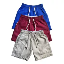 Kit 03 Bermudas Linho Menino Infantil Juvenil Premium Luxo