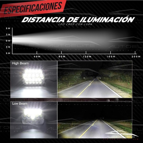 Par Faros Led Rectangular 7 Pulgada 15 Led 45w Jeep Cherokee Foto 4