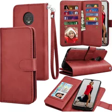 Funda Billetera Roja Magnetica Para Moto G7 Play