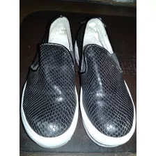 Panchas Numero 37 Croco Negro Brillante Suela De Goma