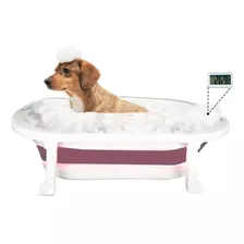 Bañera Piscina Plegable P/ Mascotas C/ Termometro Y Tapon