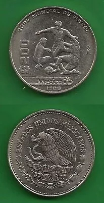 Grr-mx,moneda México 200 Pesos 1986 Mundial Fútbol México'86