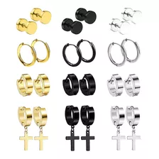 Pack X4 Pares Aritos De Hombre Aros Acero Quirurgico Dorado